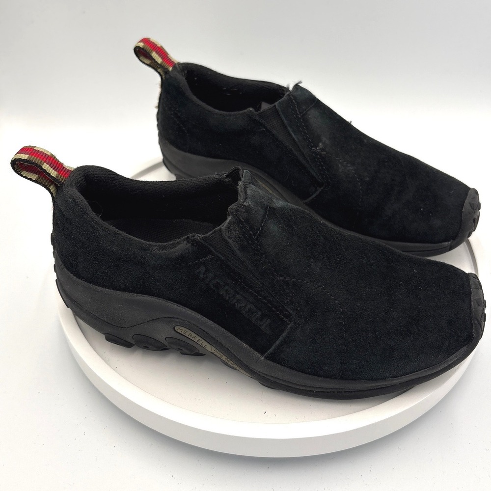 Merrell‎ Jungle Moc Womens 6 Black Suede Slip On Comfort Walking Shoes J60826
